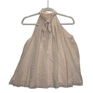 LILYSILK Blouse Womens XS Dusty Pink 100% Silk Halter Tie Neck Top Sleeveless